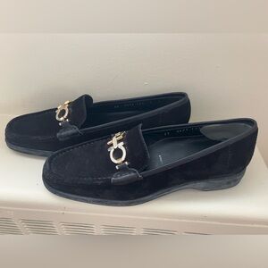 Ferragamo Black Suede Loafers